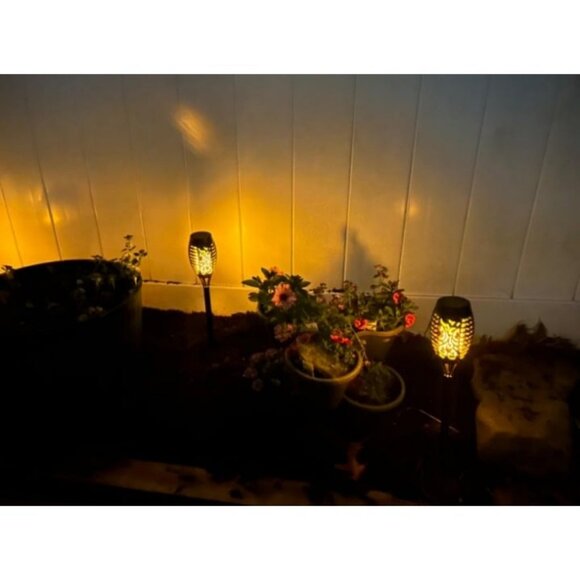 6 Pack Solar Lights Outdoor, Solar Torch Light with Flickering Flame for Garden - Picture 2 of 2